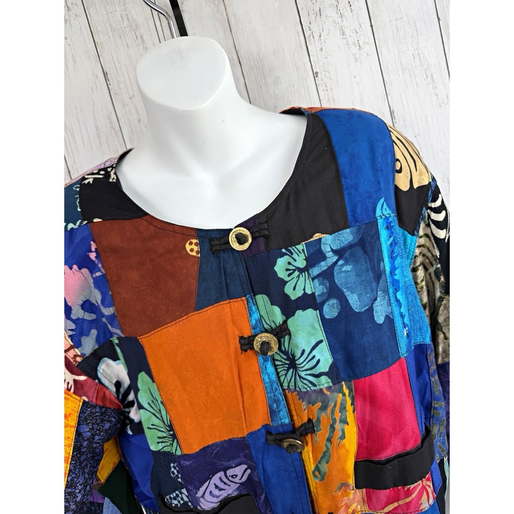Women's vintage Kosi Bali Collection Patchwork Multicolor blazer BoHo M